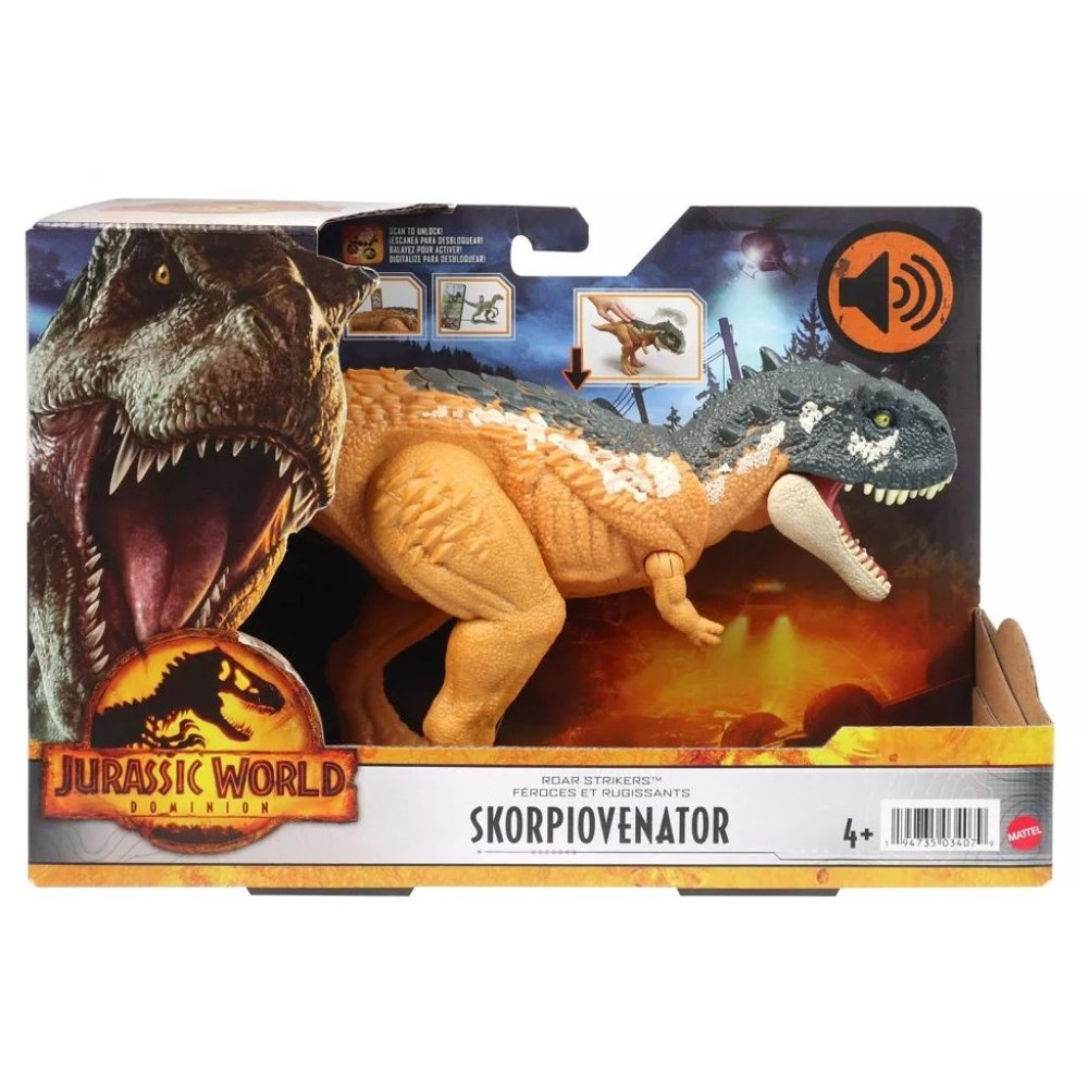 Mattel HDX37 Jurassic World Dominion Roar Strikers Skorpiovenator Dino Figure